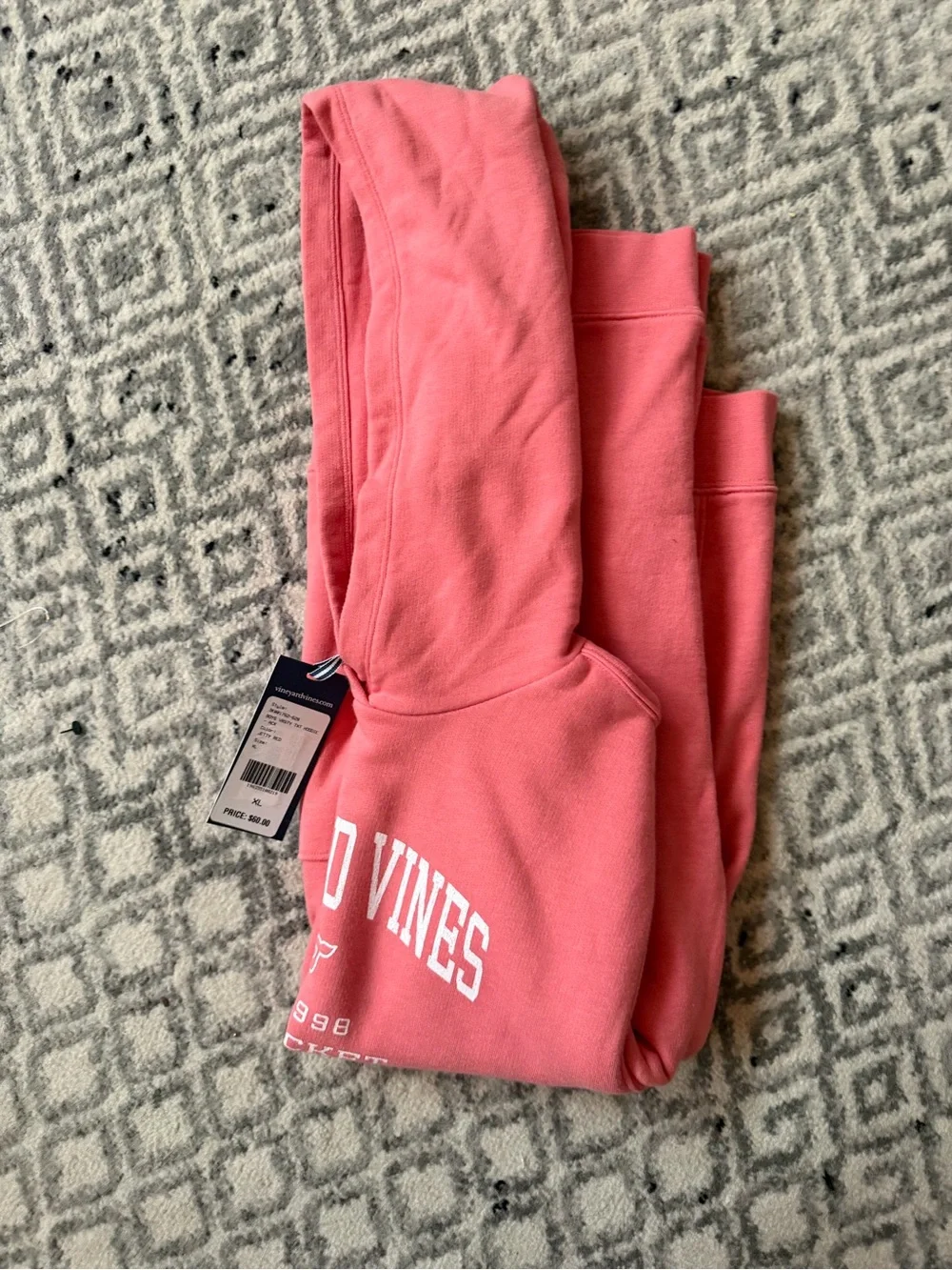 Vineyard Vines Unisex Kids Coral Hoodie Sweatshirt, size XL